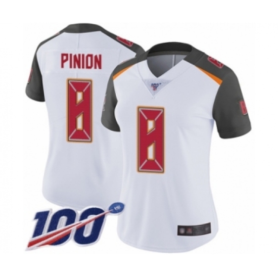 Women's Tampa Bay Buccaneers #8 Bradley Pinion White Vapor Untouchable Limited Player 100th Season Football Jersey - Ujersey