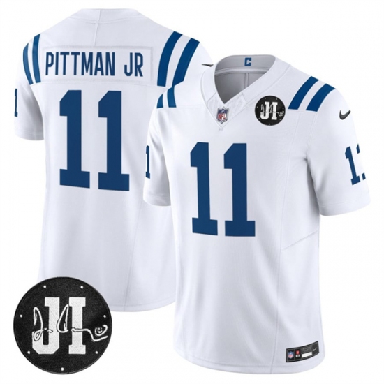 Men's Indianapolis Colts #11 Michael Pittman Jr. White 2025 F.U.S.E. Jim Irsay Vapor Limited Football Stitched Jersey - Ujersey
