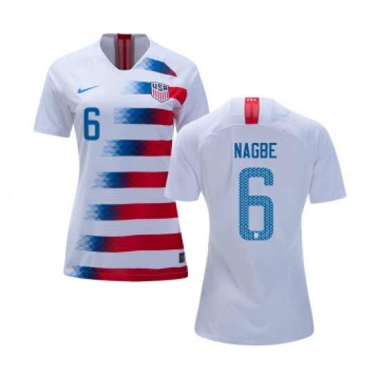 Women's USA #6 Nagbe Home Soccer Country Jersey