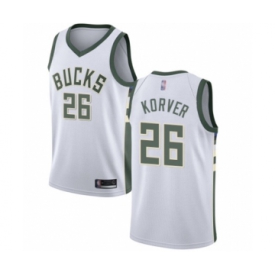 Men's Milwaukee Bucks #26 Kyle Korver Authentic White Basketball Jersey - Association Edition - Ujersey