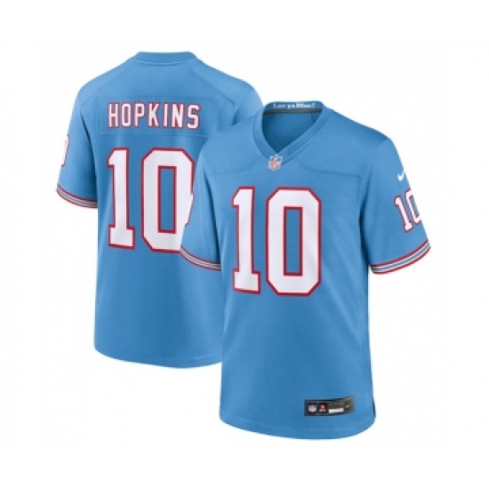 Men's Nike Tennessee Titans #10 DeAndre Hopkins Light Blue Throwback Player Stitched Game Jersey - Ujersey