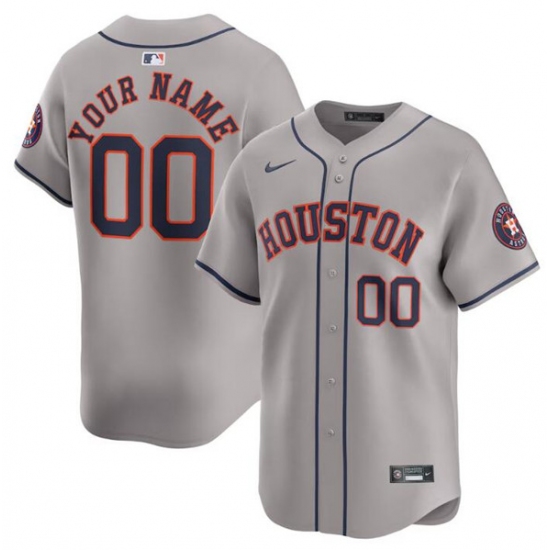 Men's Houston Astros Customized Gray 2024 Away Limited Stitched Baseball Jersey - Ujersey