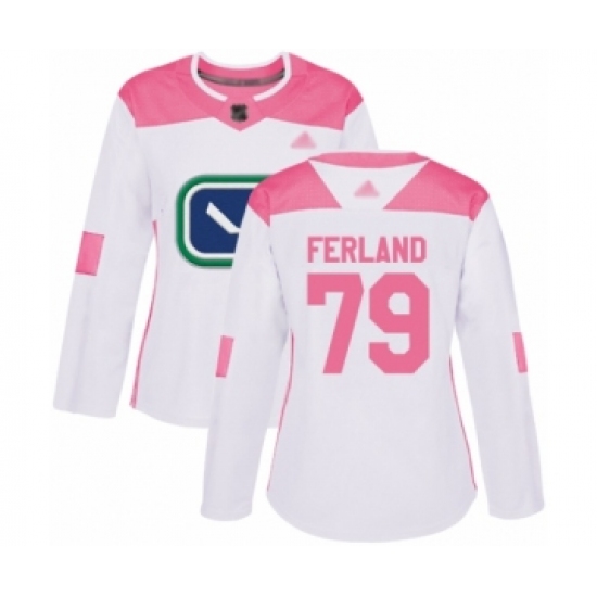 Women's Vancouver Canucks #79 Michael Ferland Authentic White Pink Fashion Hockey Jersey - Ujersey