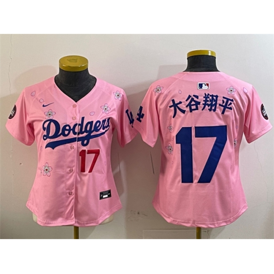 Women's Los Angeles Dodgers #17 大谷翔平 Pink 2025 Tokyo Series Limited Stitched Baseball Jersey(Run Small) - Ujersey