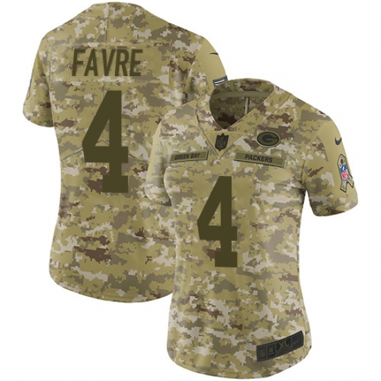 Women's Nike Green Bay Packers #4 Brett Favre Limited Camo 2018 Salute to Service NFL Jersey - Ujersey