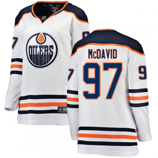 Women's Edmonton Oilers #97 Connor McDavid Authentic White Away Fanatics Branded Breakaway NHL Jersey - Ujersey