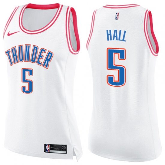 Women's Nike Oklahoma City Thunder #5 Devon Hall Swingman Whit Pink Fashion NBA Jersey - Ujersey