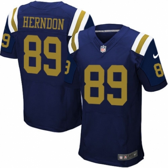 Men's Nike New York Jets #89 Chris Herndon Elite Navy Blue Alternate NFL Jersey - Ujersey
