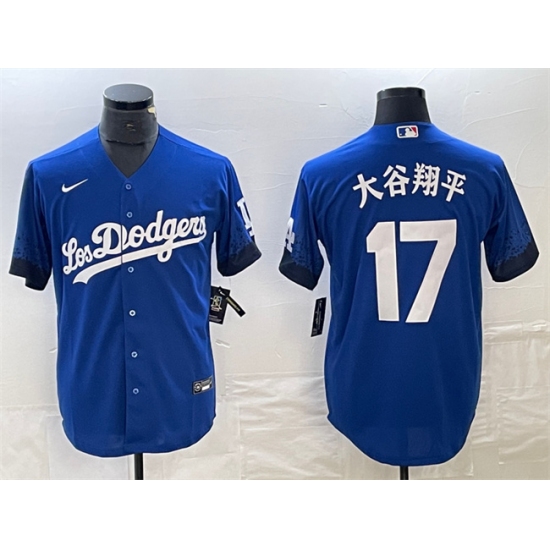 Men's Los Angeles Dodgers #17 大谷翔平 Royal City Connect Cool Base With Stitched Baseball Jersey - Ujersey