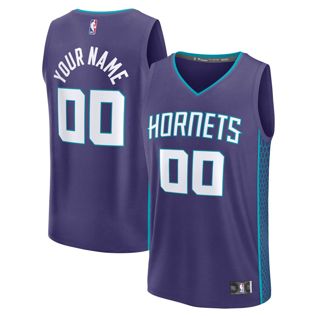 Men's Charlotte Hornets Fanatics Purple Fastbreak Custom Jersey - Statement Edition - U-jersey