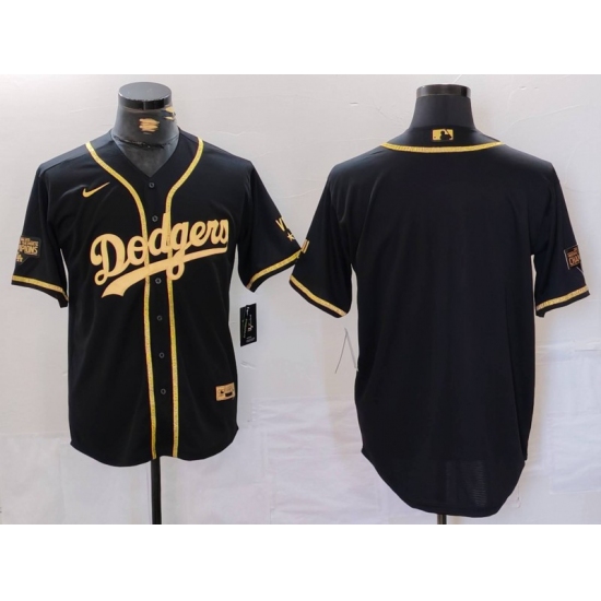 Men's Los Angeles Dodgers Blank Black Gold World Series Champions Cool Base Stitched Jersey - Ujersey