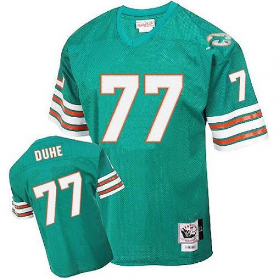 Mitchell and Ness Miami Dolphins #77 Adam Joseph Duhe Aqua Green Team Color Authentic Throwback NFL Jersey - Ujersey