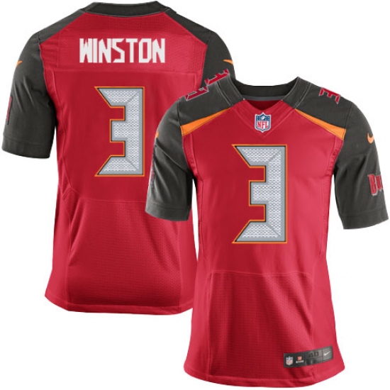 Men's Nike Tampa Bay Buccaneers #3 Jameis Winston Elite Red Team Color NFL Jersey - Ujersey