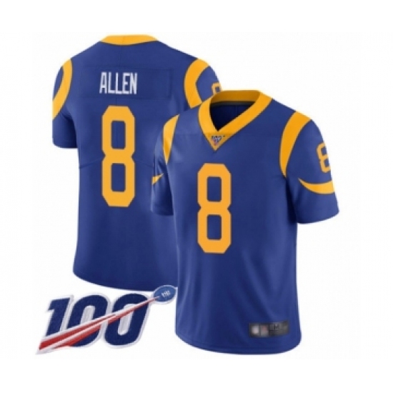 Men's Los Angeles Rams #8 Brandon Allen Royal Blue Alternate Vapor Untouchable Limited Player 100th Season Football Jersey - Ujersey
