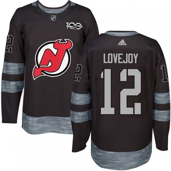 Men's Adidas New Jersey Devils #12 Ben Lovejoy Authentic Black 1917-2017 100th Anniversary NHL Jersey - Ujersey