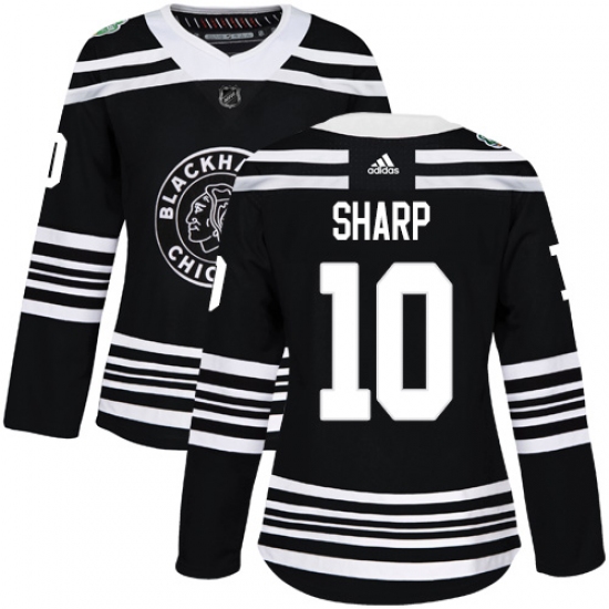 Women's Adidas Chicago Blackhawks #10 Patrick Sharp Authentic Black 2019 Winter Classic NHL Jersey - Ujersey