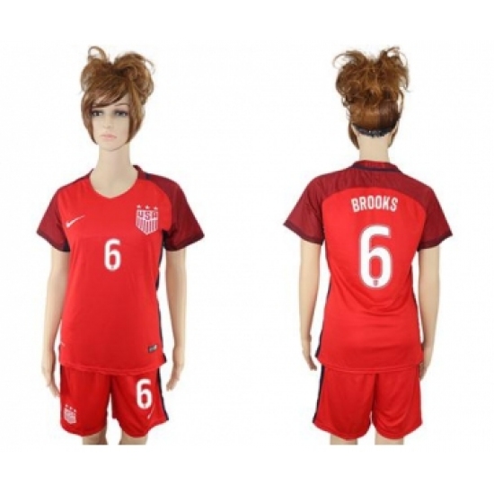Women's USA #6 Brooks Away Soccer Country Jersey