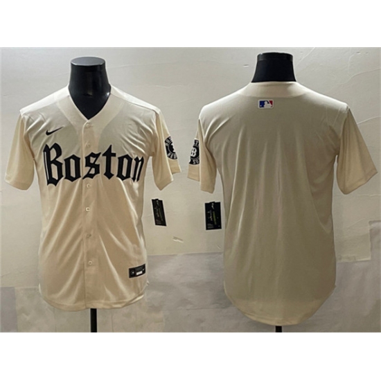 Men's Boston Red Sox Blank Cream Gothic Vapor Limited Stitched Baseball Jersey - Ujersey