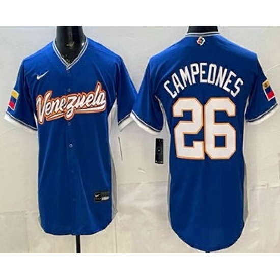 Men's Venezuela #26 Venezuela Blue 2026 World Baseball Classic Cool Base Jersey - Ujersey