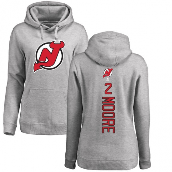 NHL Women's Adidas New Jersey Devils #2 John Moore Ash Backer Pullover Hoodie - ujerseystore