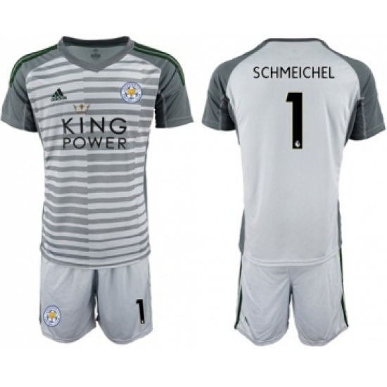 Leicester City #1 Schmeichel Grey Goalkeeper Soccer Club Jersey