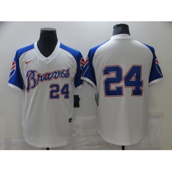 Men's Nike Atlanta Braves #24 Deion Sanders White Stitched Baseball Jersey - Ujersey