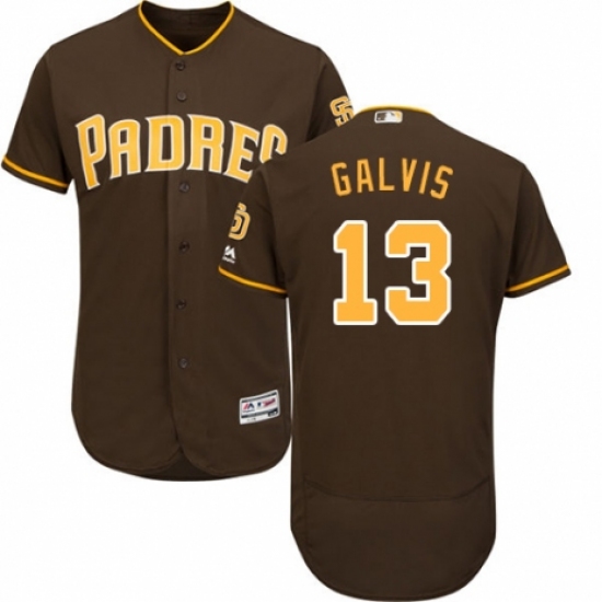 Men's Majestic San Diego Padres #13 Freddy Galvis Brown Alternate Flex Base Authentic Collection MLB Jersey - Ujersey