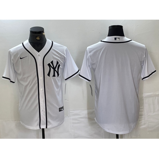 Men's New York Yankees Blank White Cool Base Stitched Jersey1 - Ujersey