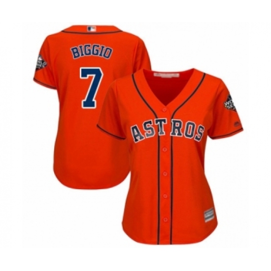 Women's Houston Astros #7 Craig Biggio Authentic Orange Alternate Cool Base 2019 World Series Bound Baseball Jersey - Ujersey