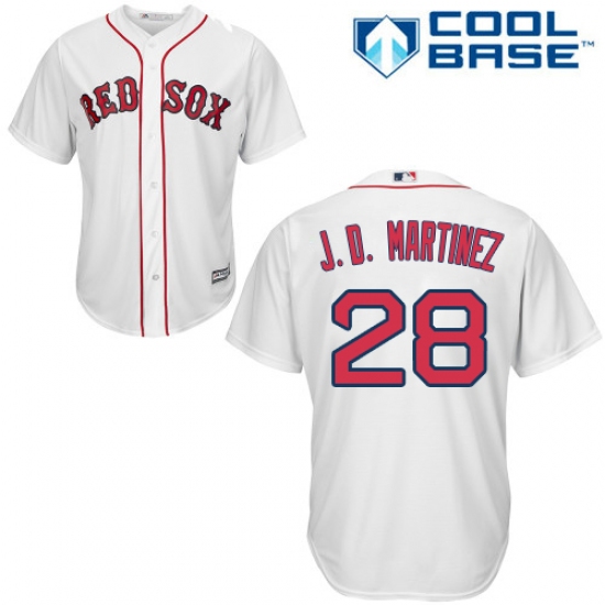 Men's Majestic Boston Red Sox #28 J. D. Martinez Replica White Home Cool Base MLB Jersey - Ujersey