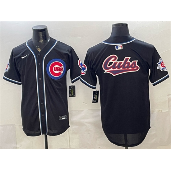 Men's Chicago Cubs Team Big Logo 2026 Fashion Replica Black Out Stitched Baseball Jersey - Ujersey