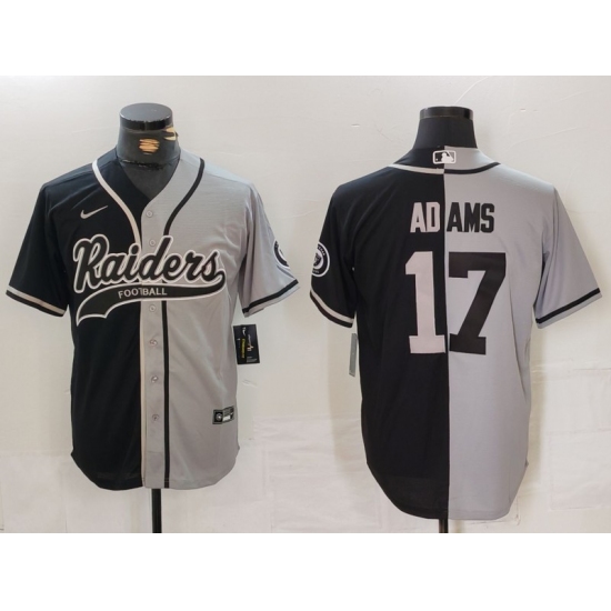 Men's Las Vegas Raiders #17 Davante Adams Grey Black Split Cool Base Stitched Baseball Jersey - Ujersey