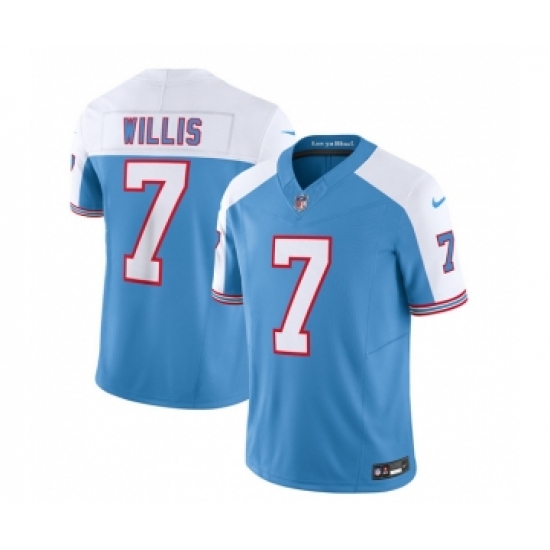 Men's Nike Tennessee Titans #7 Malik Willis Blue White 2023 F.U.S.E. Vapor Limited Throwback Football Stitched Jersey - Ujersey