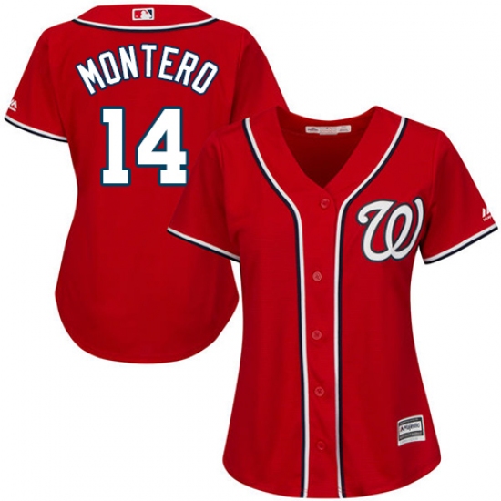 Women's Majestic Washington Nationals #14 Miguel Montero Replica Red Alternate 1 Cool Base MLB Jersey - Ujersey