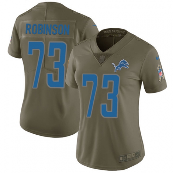 Women's Nike Detroit Lions #73 Greg Robinson Limited Olive 2017 Salute to Service NFL Jersey - Ujersey