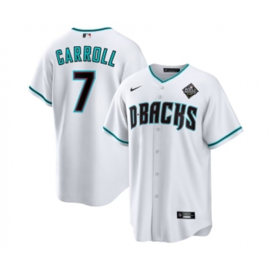 Men's Arizona Diamondbacks #7 Corbin Carroll White 2023 World Series Cool Base Stitched Baseball Jerseys - Ujersey