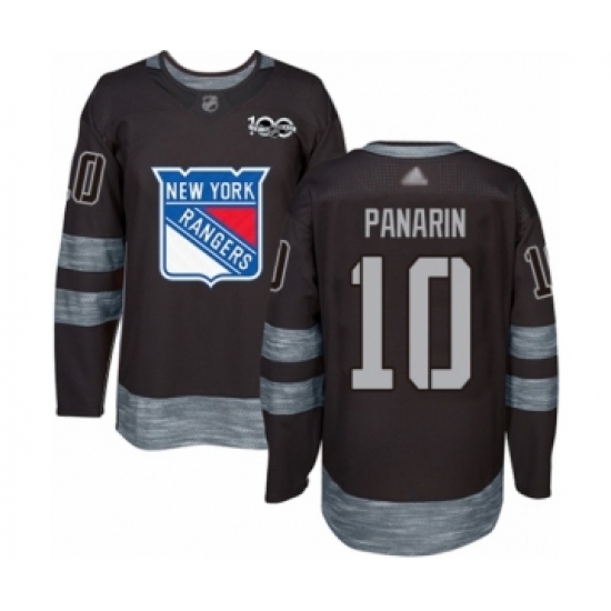 Men's New York Rangers #10 Artemi Panarin Authentic Black 1917-2017 100th Anniversary Hockey Jersey