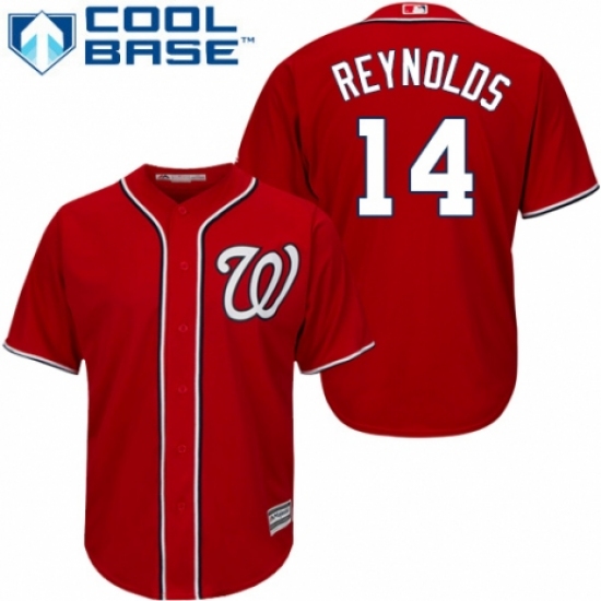 Youth Majestic Washington Nationals #14 Mark Reynolds Authentic Red Alternate 1 Cool Base MLB Jersey - Ujersey