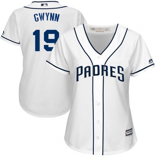 Women's Majestic San Diego Padres #19 Tony Gwynn Replica White Home Cool Base MLB Jersey - Ujersey