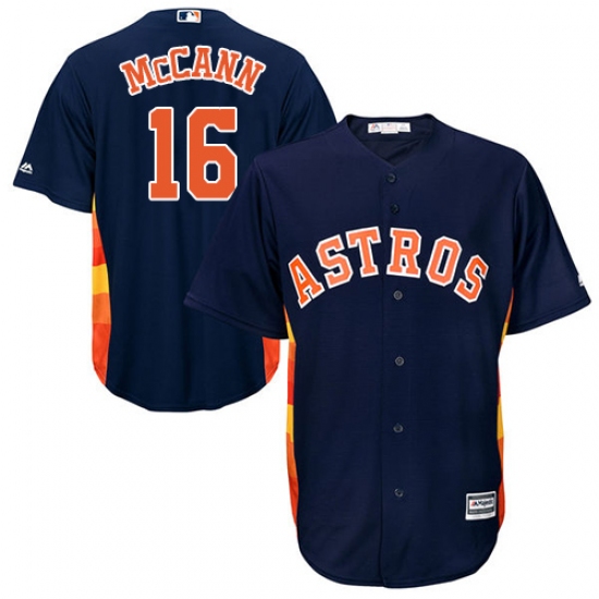 Youth Majestic Houston Astros #16 Brian McCann Authentic Navy Blue Alternate Cool Base MLB Jersey - Ujersey