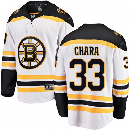 Youth Boston Bruins #33 Zdeno Chara Authentic White Away Fanatics Branded Breakaway NHL Jersey - Ujersey