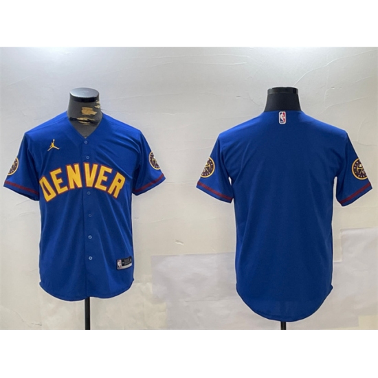 Men's Denver Nuggets Blank Blue With Stitched Jersey - Ujersey