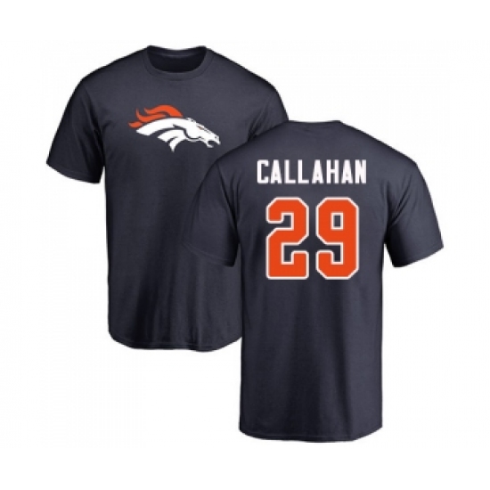 Football Denver Broncos #29 Bryce Callahan Navy Blue Name & Number Logo T-Shirt - Ujersey