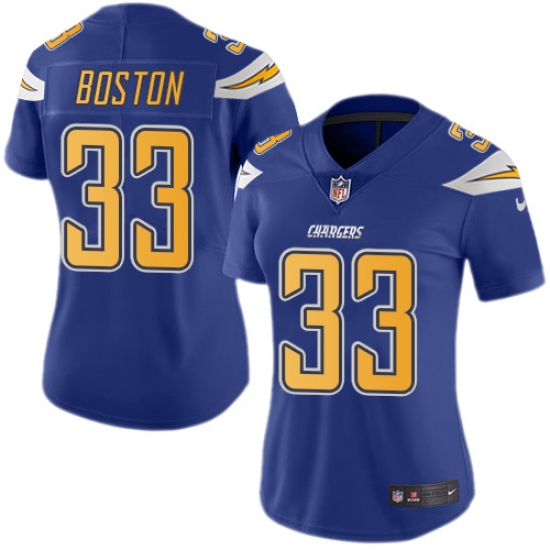 Women's Nike Los Angeles Chargers #33 Tre Boston Limited Electric Blue Rush Vapor Untouchable NFL Jersey - Ujersey