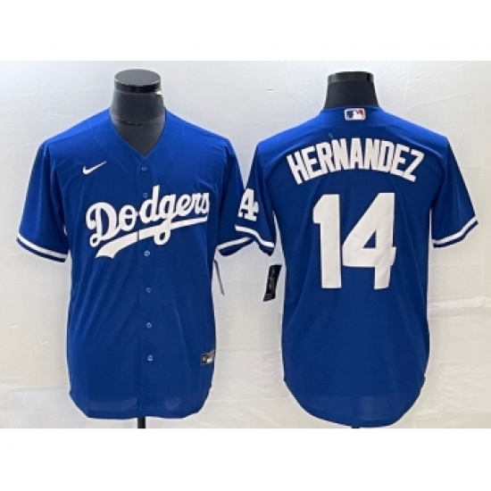 Men's Nike Los Angeles Dodgers #14 Enrique Hernandez Blue Stitched Cool Base Jersey - Ujersey