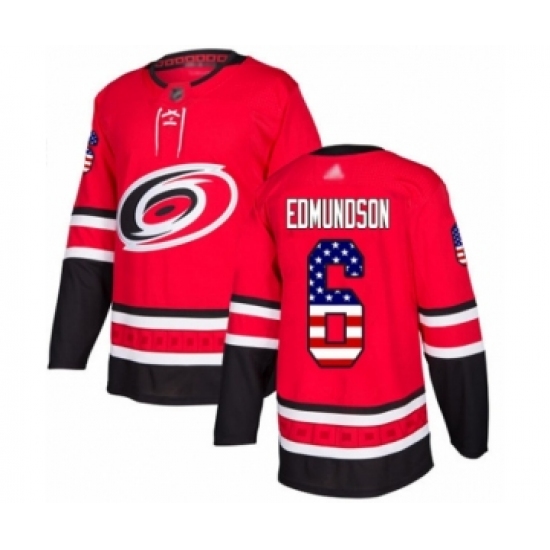 Youth Carolina Hurricanes #6 Joel Edmundson Authentic Red USA Flag Fashion Hockey Jersey - Ujersey