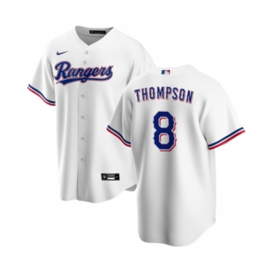 Men's Texas Rangers #8 Bubba Thompson White Cool Base Stitched Baseball Jersey - Ujersey