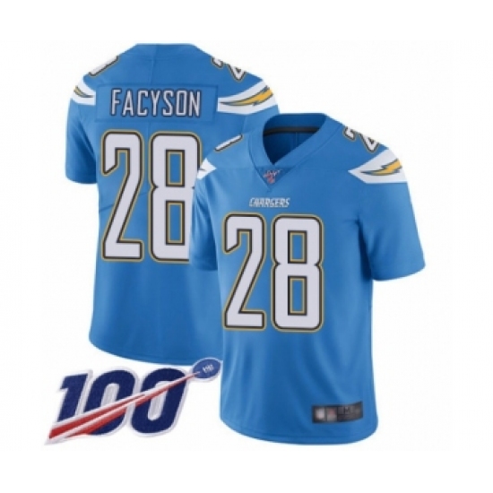 Men's Los Angeles Chargers #28 Brandon Facyson Electric Blue Alternate Vapor Untouchable Limited Player 100th Season Football Jersey - Ujersey
