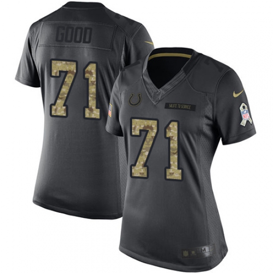 Women's Nike Indianapolis Colts #71 Denzelle Good Limited Black 2016 Salute to Service NFL Jersey - Ujersey