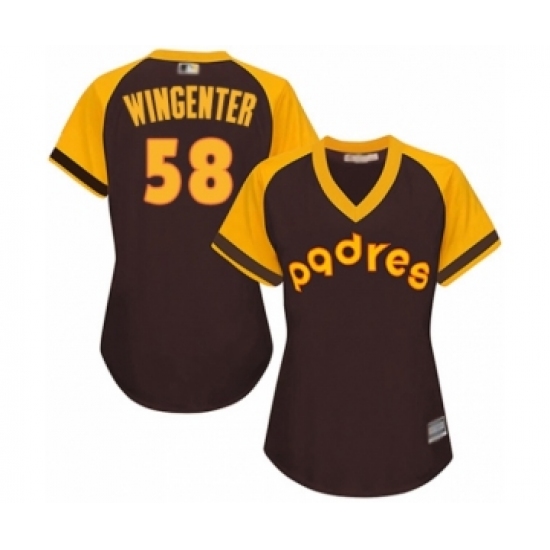 Women's San Diego Padres #58 Trey Wingenter Authentic Brown Alternate Cooperstown Cool Base Baseball Player Jersey - Ujersey